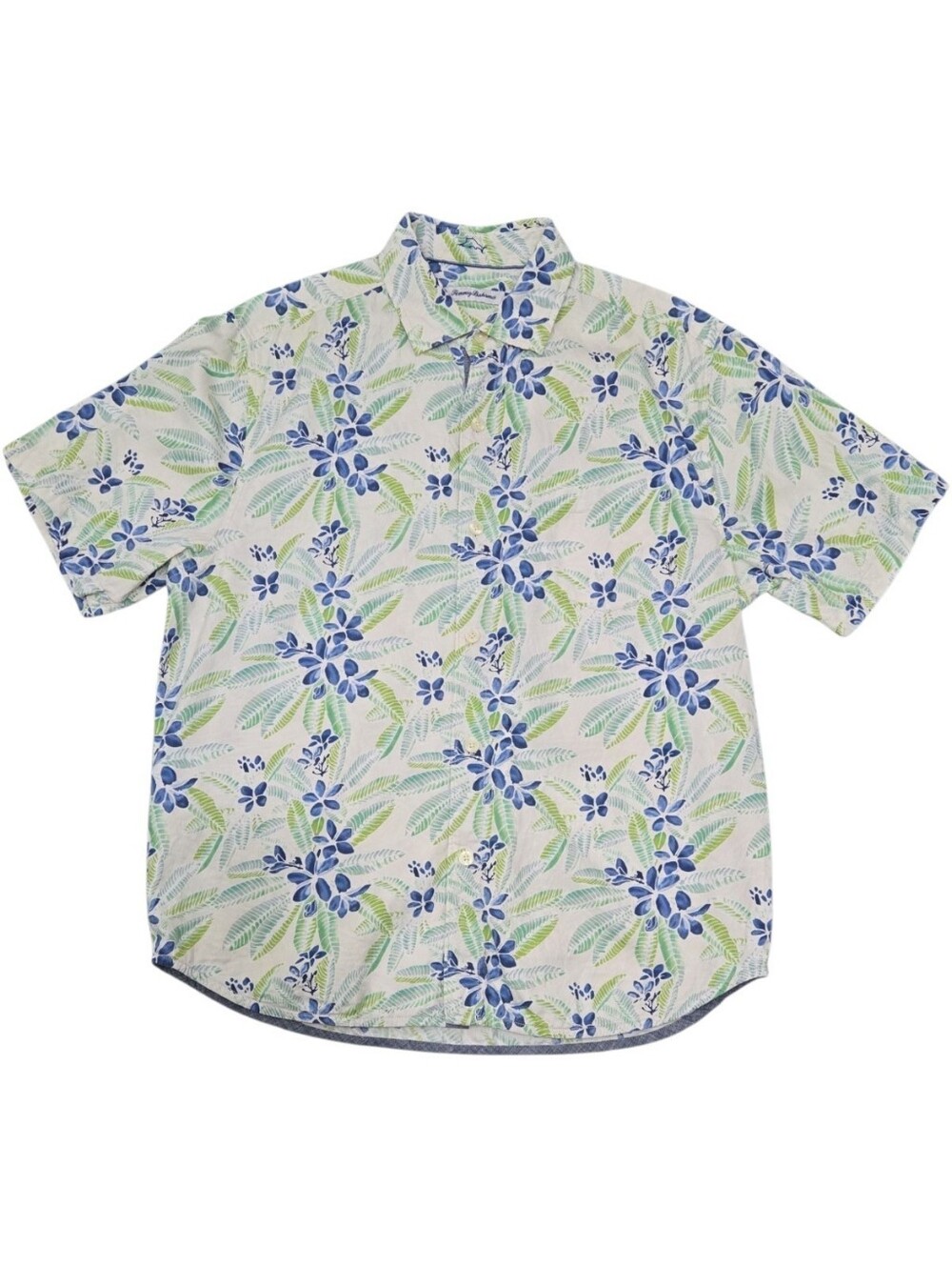 Tommy Bahama Florence Flora Shirt Medium Cotton Silk Floral Hawaiian Button Up